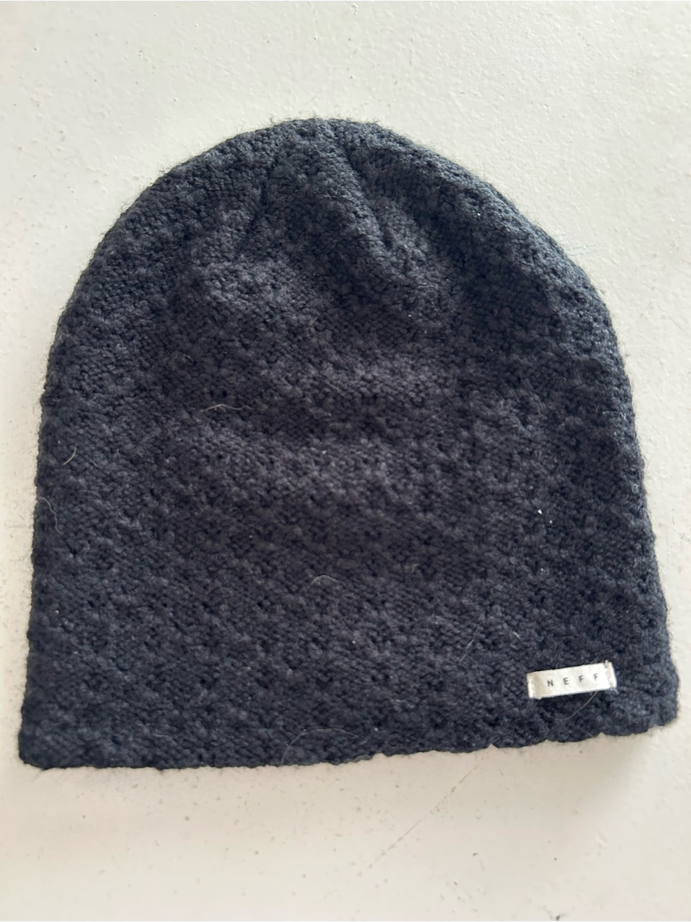 Neff Black Textured Knit Slouch Beanie